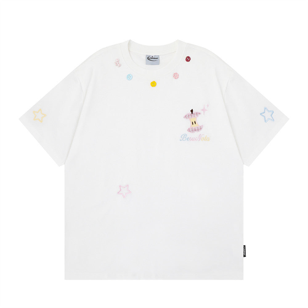 Cartoon Embroidered Short Sleeve